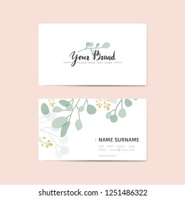 Foliage white business card template vector
