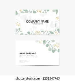 Foliage white business card template vector