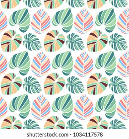 foliages and monstera seamless pattern background