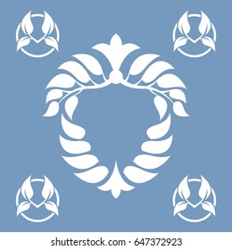  Foliate frame. Deciduous ornament. Abstract wreath.