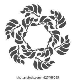 Foliate frame. Silhouette decorative deciduous frame. 