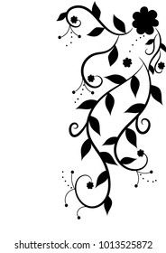  foliate ornament. Black and white pattern