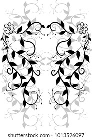  foliate ornament. Black and white pattern