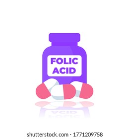 Folic Acid, B9 Vitamin Icon On White