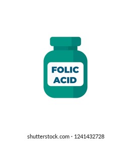 Folic Acid Bottle Icon On White