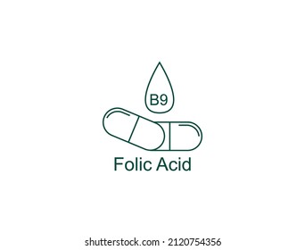 Folic Acid Capsules Icon Vector Illustration 