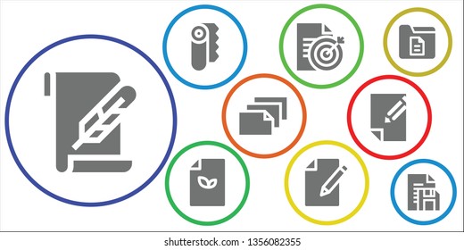 folio icon set. 9 filled folio icons.  Simple modern icons about  - Paper, Document