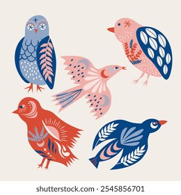 Folk Art Animal Bird Design Element