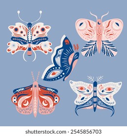 Folk Art Animal Butterfly Design Element