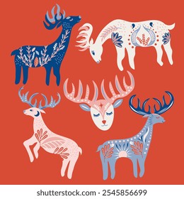 Folk Art Animal Deer Design Element