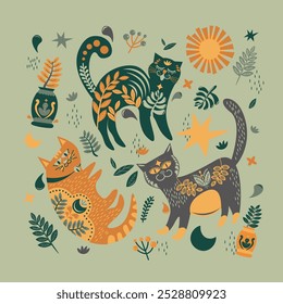 Folk Art Animal Design Element