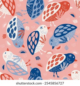 Folk Art Animal Seamless Pattern