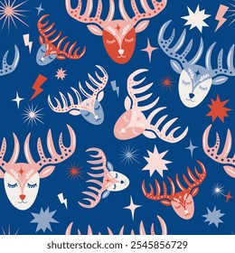 Folk Art Animal Seamless Pattern