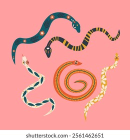 Folk Art Animal Snake Design Element