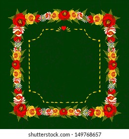 Folk Art. Banner of traditional hand-painting decoration of flowers