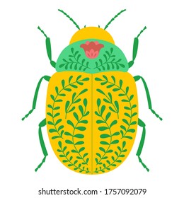 Folk art beetle. Colorado potato beetle. Isolate on white background. 