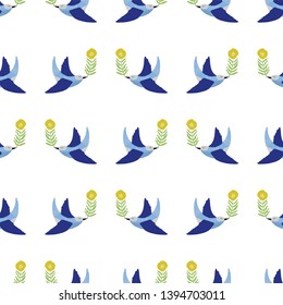 folk art bird with floral element ornament Scandinavian style