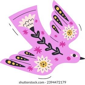 Folk Art Bird Vector Illustration