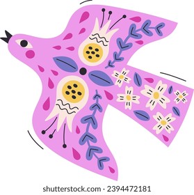 Folk Art Bird Vector Illustration