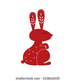 Folk art. Bunny decorated with elements of folk art. Vector illustration
