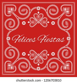 Folk art Christmas card vector template. Felices Fiestas – Happy Holiays in spanish language