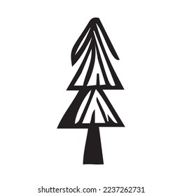 Folk art christmas tree whimsical doodle.