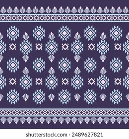 Folk art decorative abstract geometric ethnic seamless oriental patterned fabric. The pattern is made up of squares and triangles design for print decoration carpet fabric vector