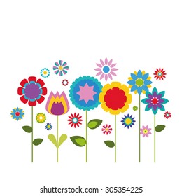 Folk art. Decorative flowers, Vector illustration.