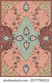 Folk art and Floral design Vector Carpet with modern Pattern and texture having trending colors in high resolution
