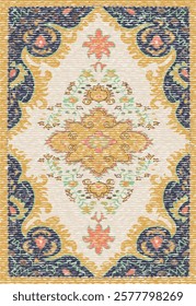 Folk art and Floral design Vector Carpet with modern Pattern and texture having trending colors in high resolution
