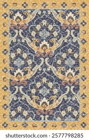 Folk art and Floral design Vector Carpet with modern Pattern and texture having trending colors in high resolution
