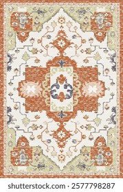 Folk art and Floral design Vector Carpet with modern Pattern and texture having trending colors in high resolution
