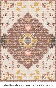 Folk art and Floral design Vector Carpet with modern Pattern and texture having trending colors in high resolution
