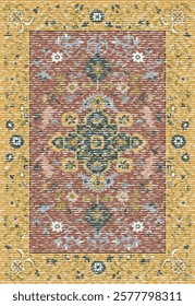 Folk art and Floral design Vector Carpet with modern Pattern and texture having trending colors in high resolution
