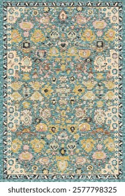 Folk art and Floral design Vector Carpet with modern Pattern and texture having trending colors in high resolution
