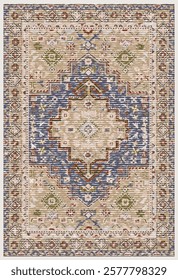 Folk art and Floral design Vector Carpet with modern Pattern and texture having trending colors in high resolution
