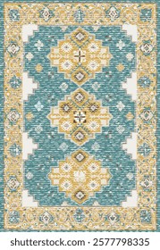 Folk art and Floral design Vector Carpet with modern Pattern and texture having trending colors in high resolution
