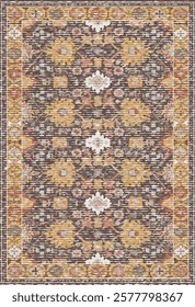 Folk art and Floral design Vector Carpet with modern Pattern and texture having trending colors in high resolution

