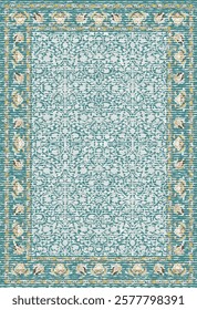 Folk art and Floral design Vector Carpet with modern Pattern and texture having trending colors in high resolution
