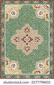 Folk art and Floral design Vector Carpet with modern Pattern and texture having trending colors in high resolution
