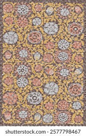 Folk art and Floral design Vector Carpet with modern Pattern and texture having trending colors in high resolution
