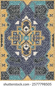 Folk art and Floral design Vector Carpet with modern Pattern and texture having trending colors in high resolution
