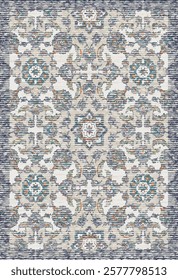 Folk art and Floral design Vector Carpet with modern Pattern and texture having trending colors in high resolution
