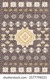 Folk art and Floral design Vector Carpet with modern Pattern and texture having trending colors in high resolution
