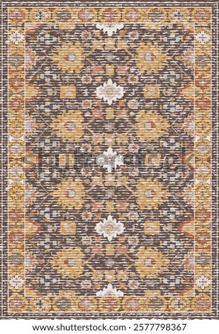 Folk art and Floral design Vector Carpet with modern Pattern and texture having trending colors in high resolution
