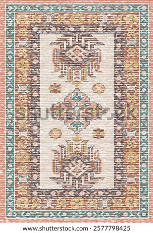 Folk art and Floral design Vector Carpet with modern Pattern and texture having trending colors in high resolution
