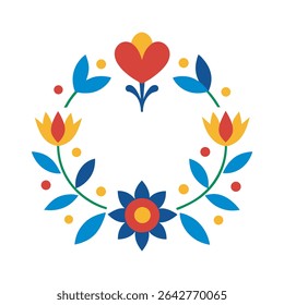 Folk Art Floral Frame Scandinavian Style