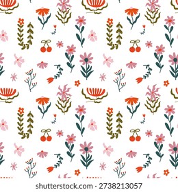 Folk Art Floral Frames and Decorative Botanical Elements