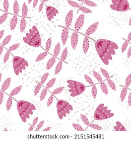 Folk art floral seamless pattern. Small flower wallpaper. Cute ditsy print. Doodle plants endless wallpaper. Design for fabric, textile print, wrapping, cover. Vector illustration