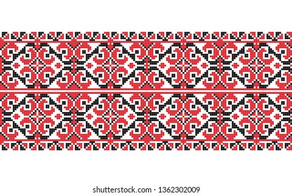 Folk art knitted embroidered good by cross-stitch line pattern